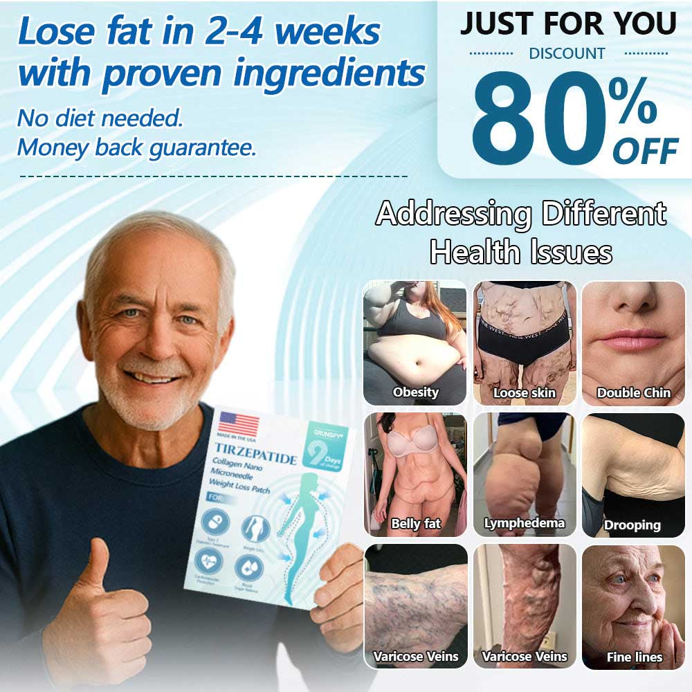 【Last Day Promotion 80% OFF🌟】🎃🎃Grunsify® SMGT-GLP-1 𝐓𝐢𝐫𝐳𝐞𝐩𝐚𝐭𝐢𝐝𝐞 & 𝐂𝐨𝐥𝐥𝐚𝐠𝐞𝐧 𝐍𝐚𝐧𝐨 𝐌𝐢𝐜𝐫𝐨𝐧𝐞𝐞𝐝𝐥𝐞 𝐖𝐞𝐢𝐠𝐡𝐭 𝐋𝐨𝐬𝐬 𝐏𝐚𝐭𝐜𝐡丨Targets Obesity, Loose Skin, High Blood Pressure, Diabetes, Fatty Liver, Joint Pain, Brain Fog, Low Energy, Body Aches, and More